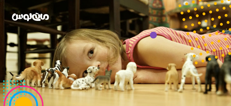 فیگور های حیوانات طرح سگ با دختر خردسال