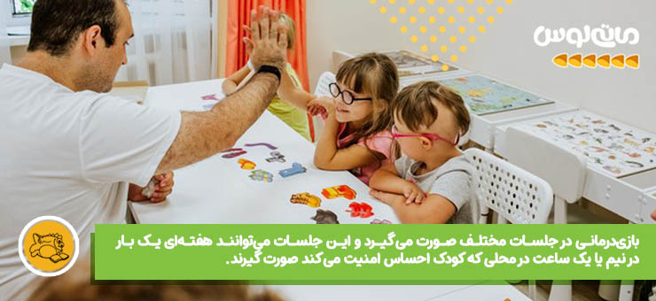 تراپیست درحال بازی درمانی با کودکان